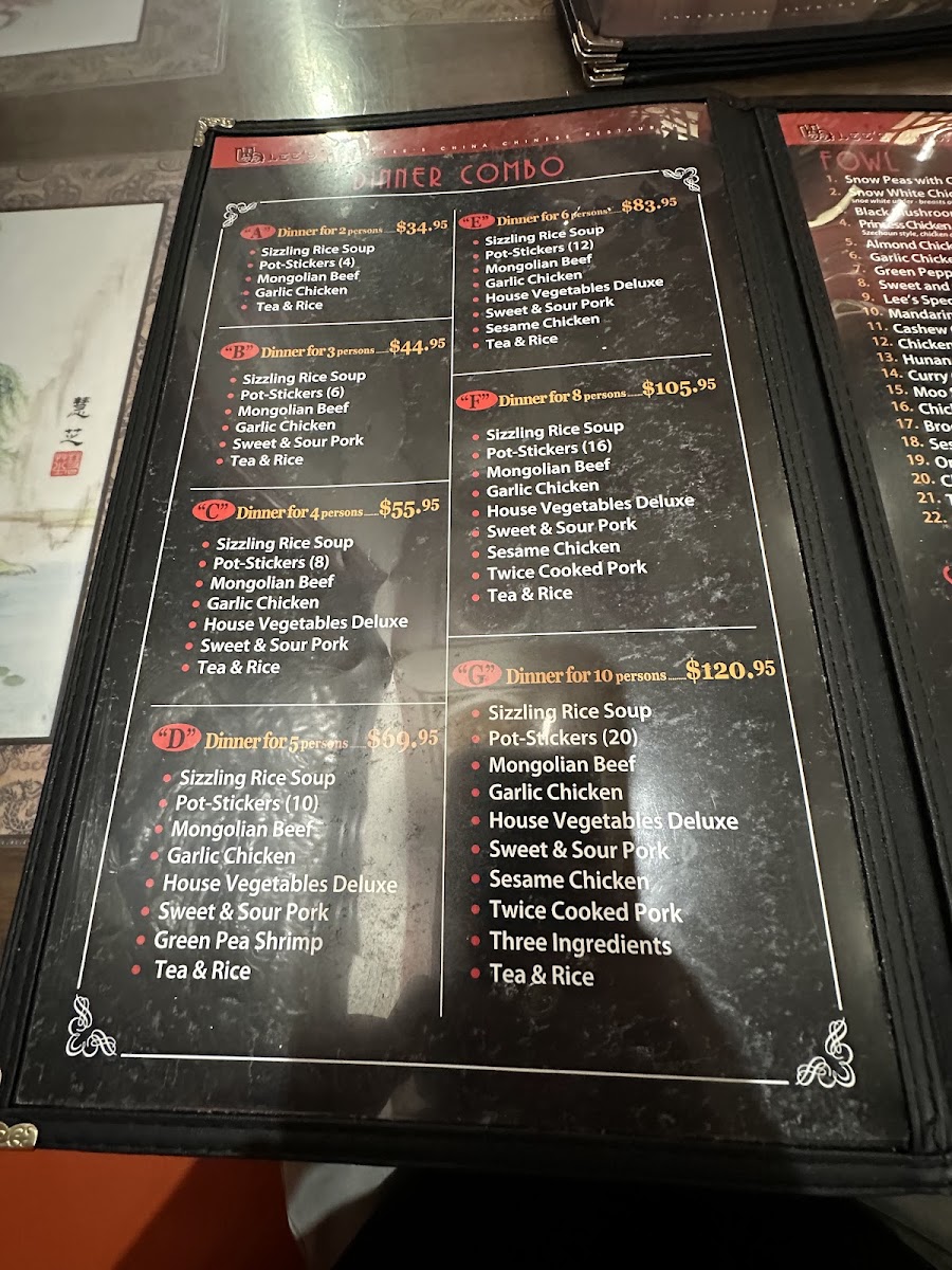 Lee’s China Menu - Image 2